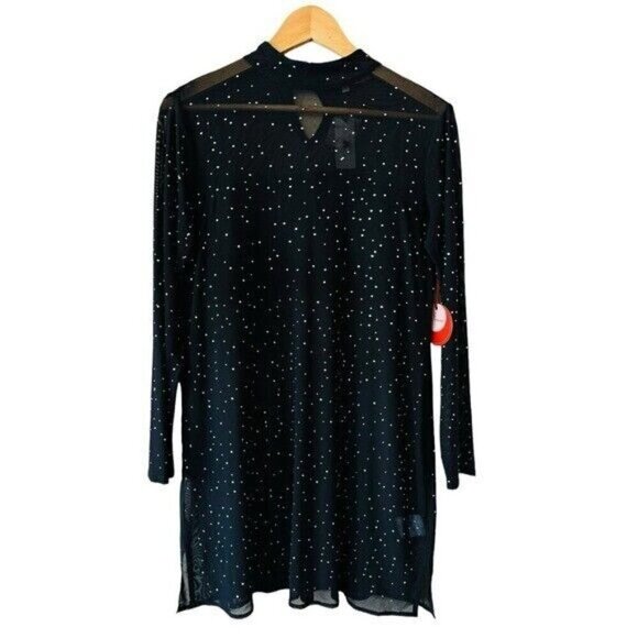 ANTHROPOLOGIE Eva Franco Starlight Long Sleeve Sheer Rhinestone Tunic Size XSP - Picture 7 of 10